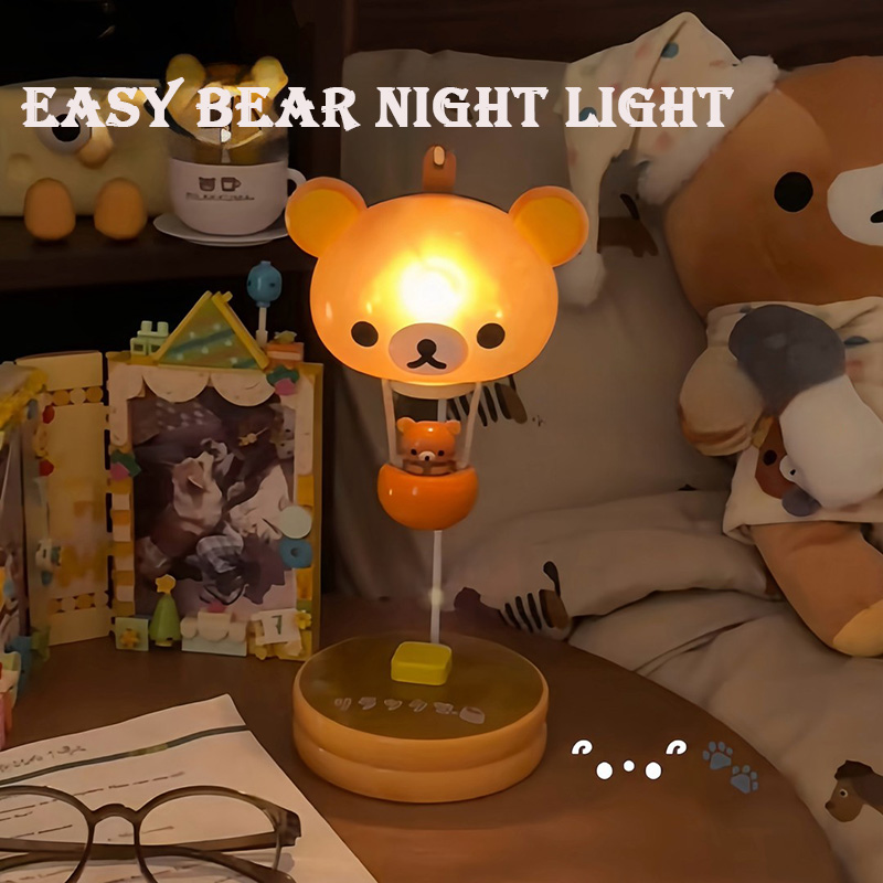 Bedroom Lighting Decor Ideas - Rilakkuma Balon Gece Lambası Ahşap Tabanlı