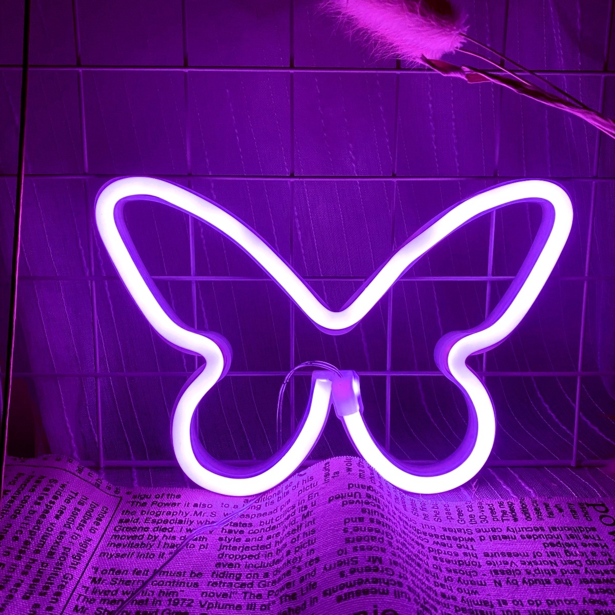 Foyer Lighting Wall Decor - LED kelebek neon ışıkları, USB veya