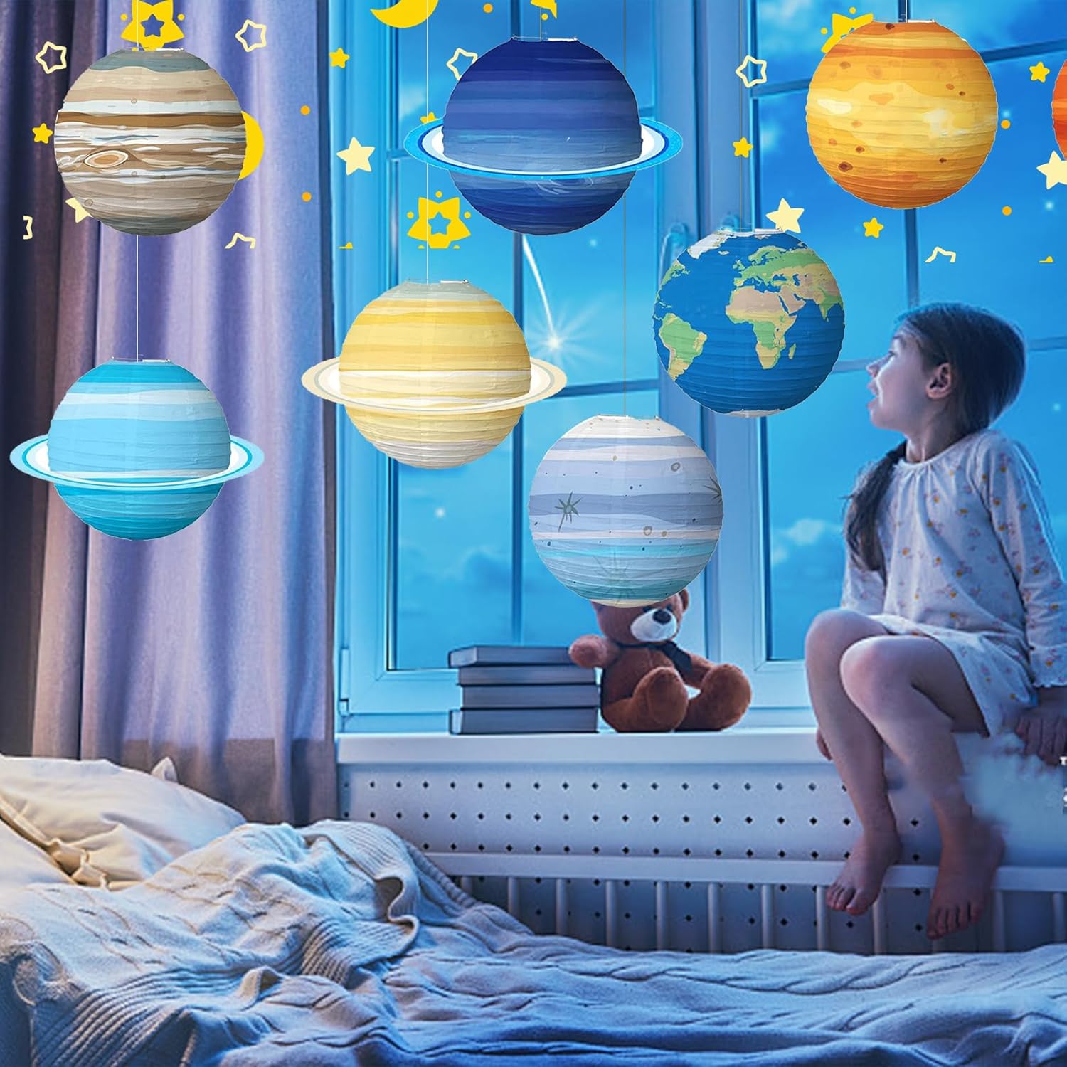Lantern Paper Solar - 1 adet güneş sistemi sekiz gezegenler