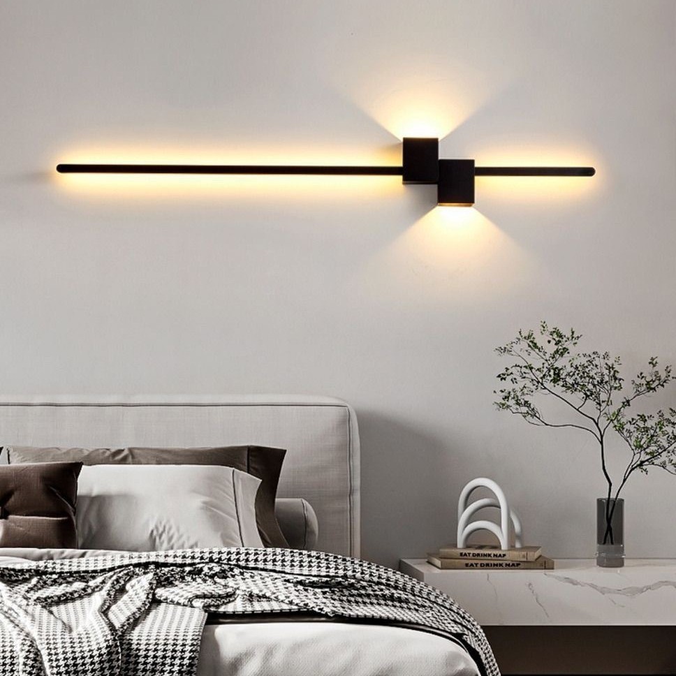 Foyer Lighting Wall Decor - Modern Siyah Uzun Şerit Duvar Lambası