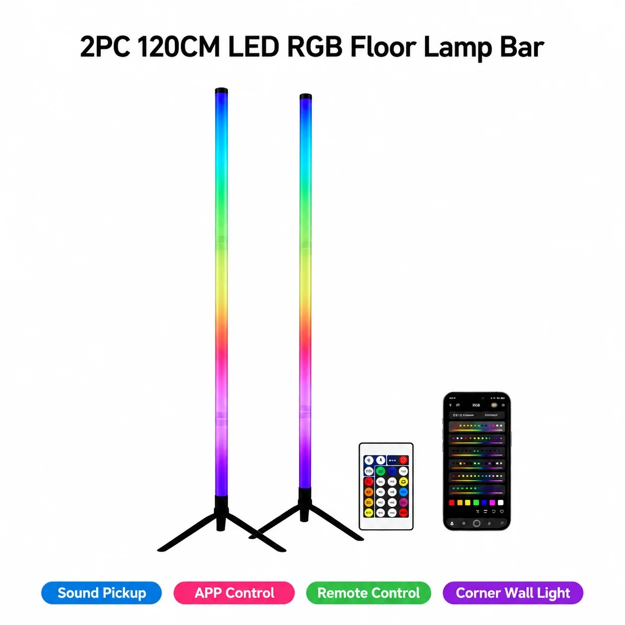 2 Adet 120CM RGB Yer Lambası,  - Room Decor Lighting Lamp incelemesi ve fiyatı